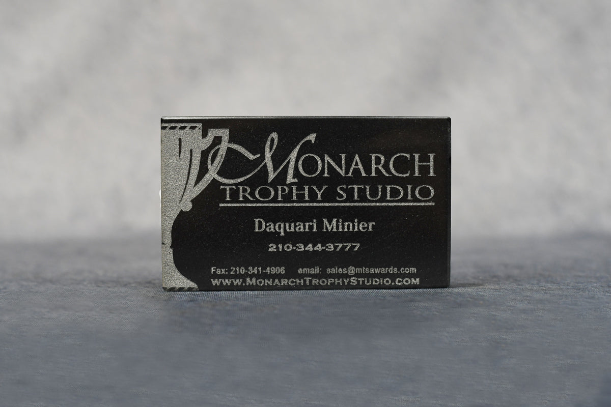 Stone Black Business Card Paper Weight - Monarch Trophy Studio