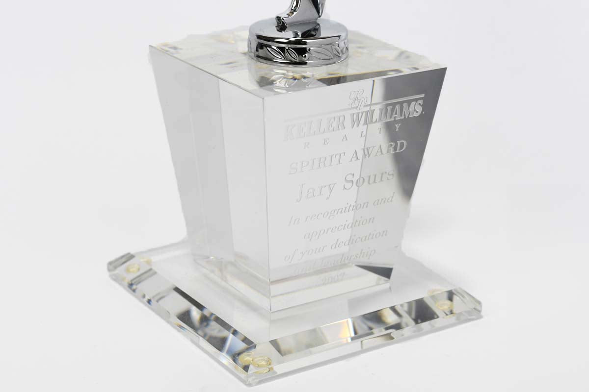 Optic Crystal Base with Silver Metal Star - Monarch Trophy Studio