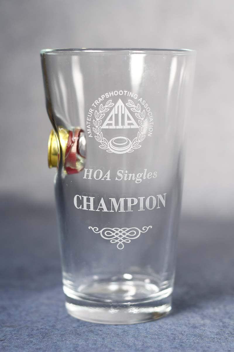 BenShot Shotgun Shell Pint Glass 16oz | Monarch Trophy Studio