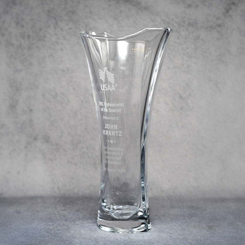 Crystal Wavy Top Glass Vase