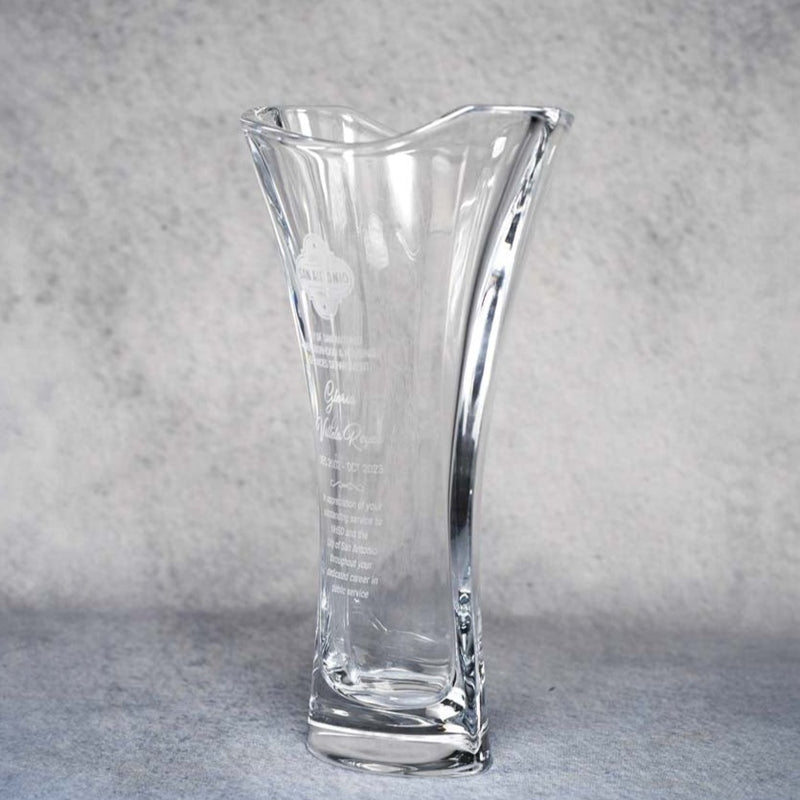 Crystal Wavy Top Glass Vase