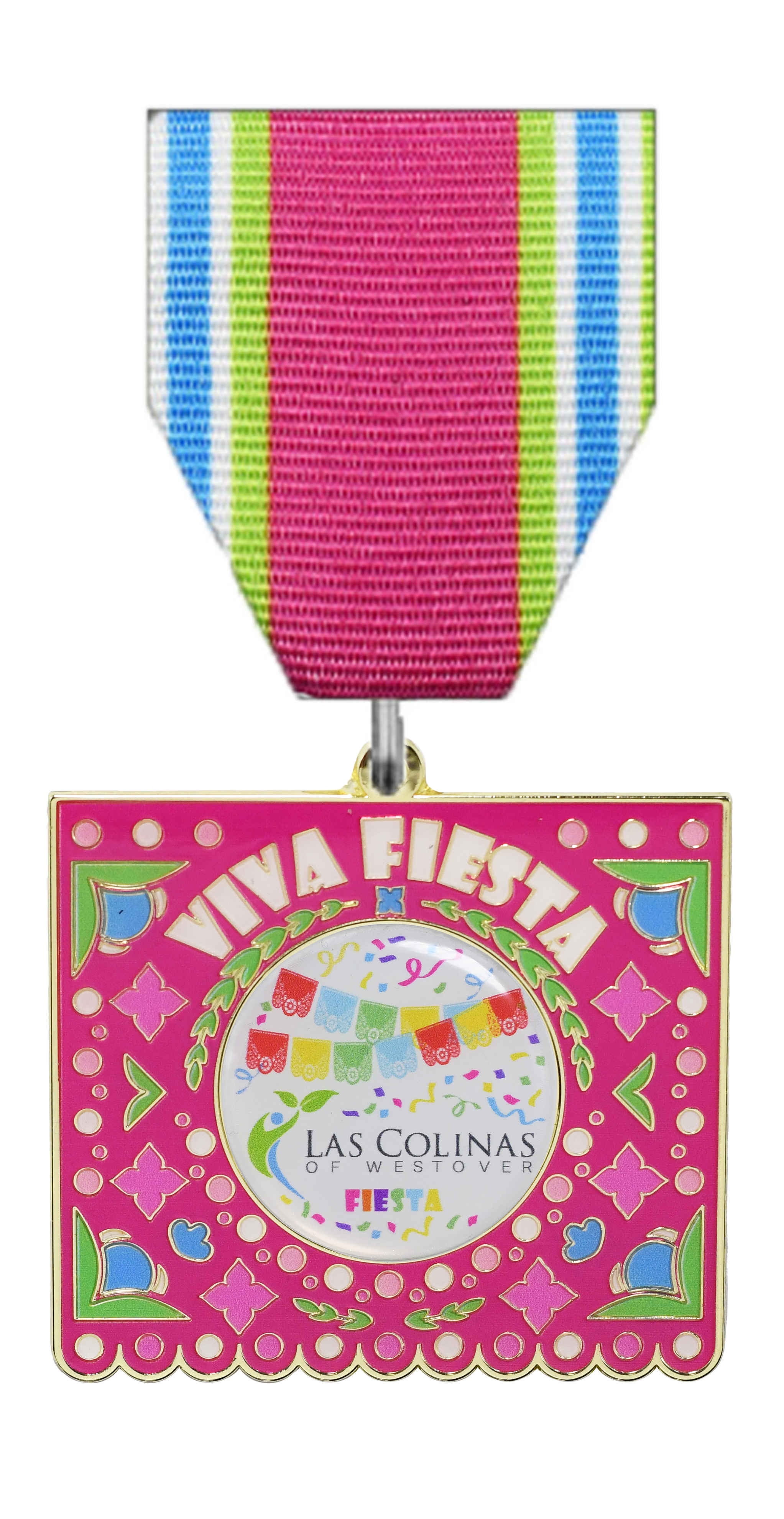 Pink & White Papel Express Fiesta Medal
