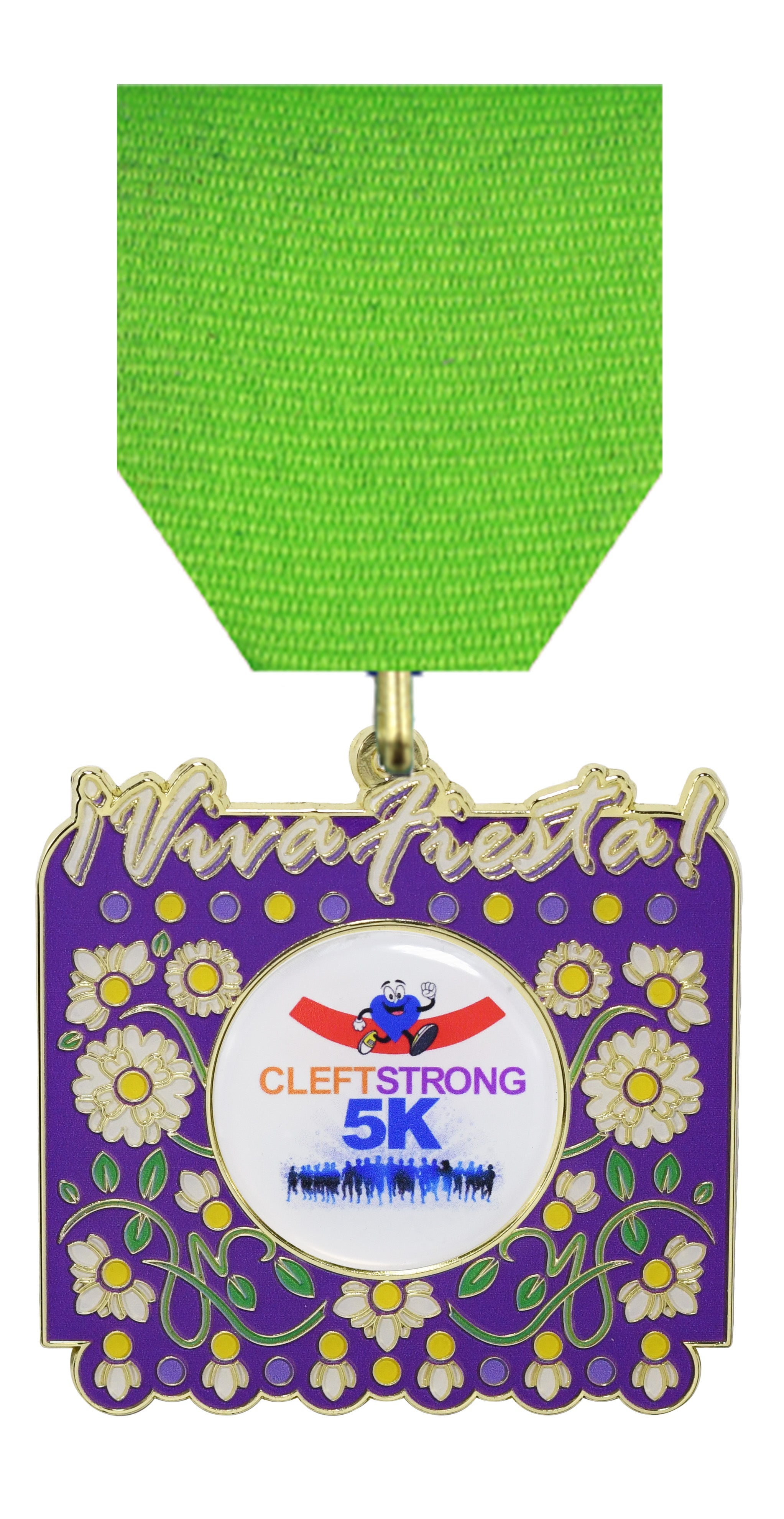Purple Flower Papel Express Fiesta Medal