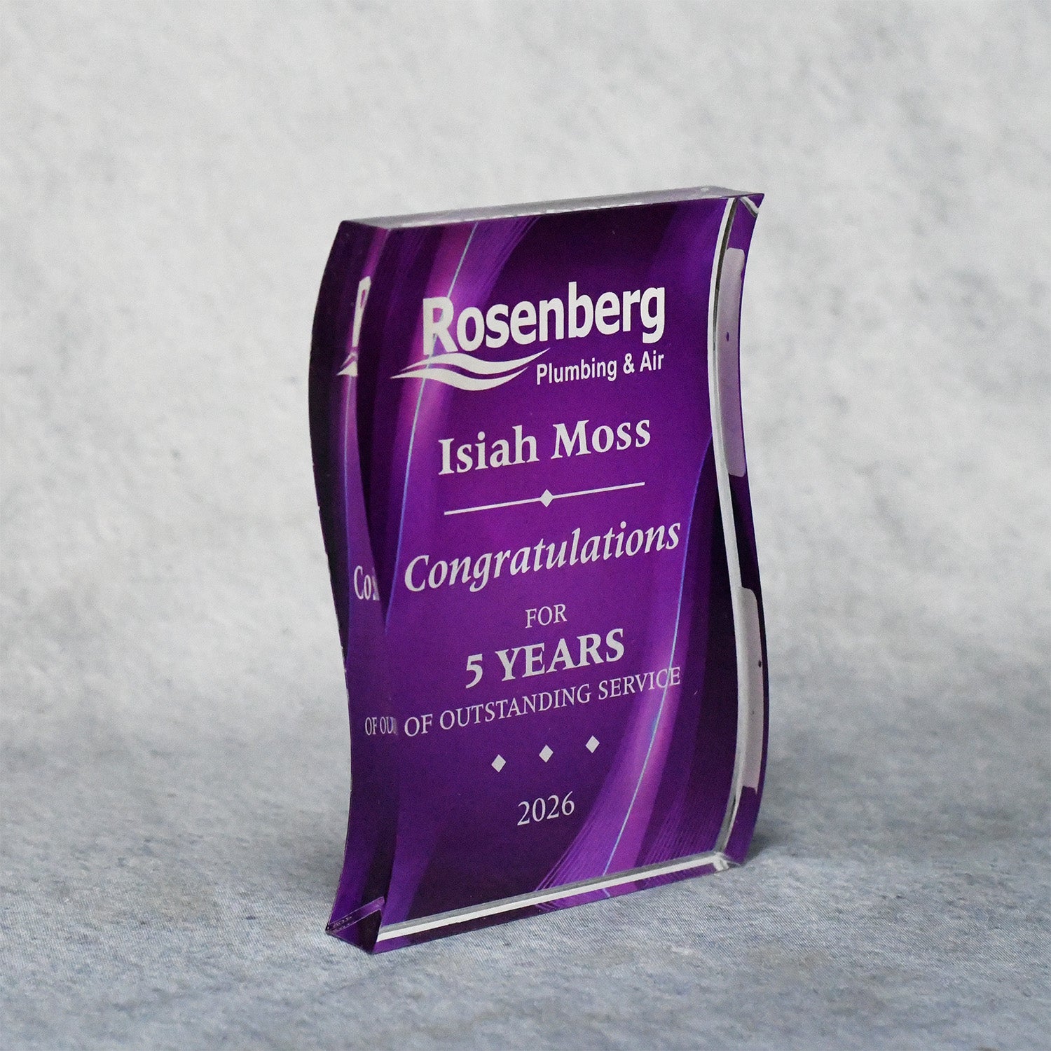 Acrylic Signature Purple Wave Award