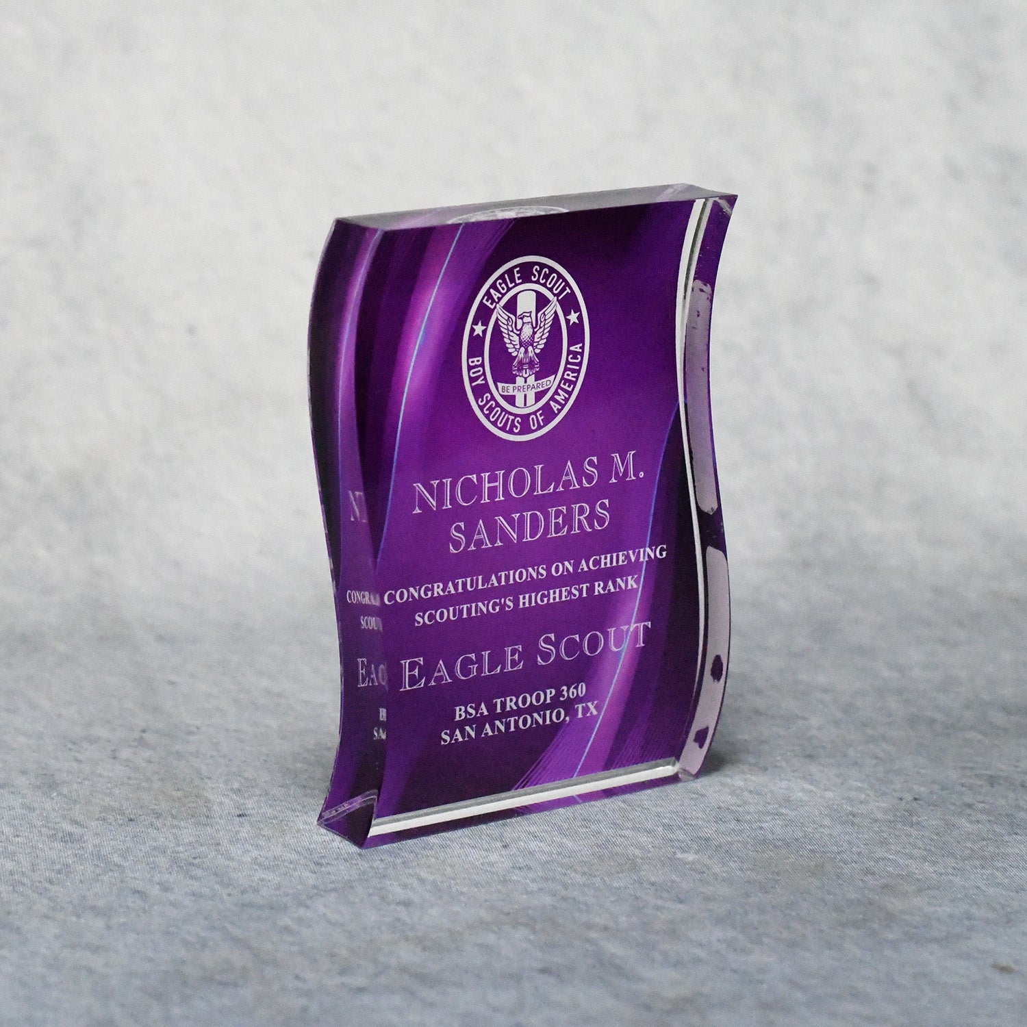 Acrylic Signature Purple Wave Award