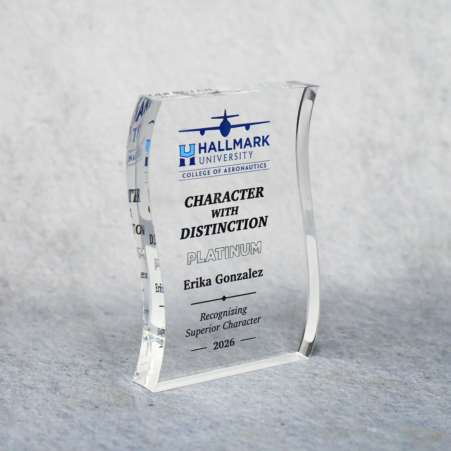 Acrylic Signature Clear Colorized Wave Award