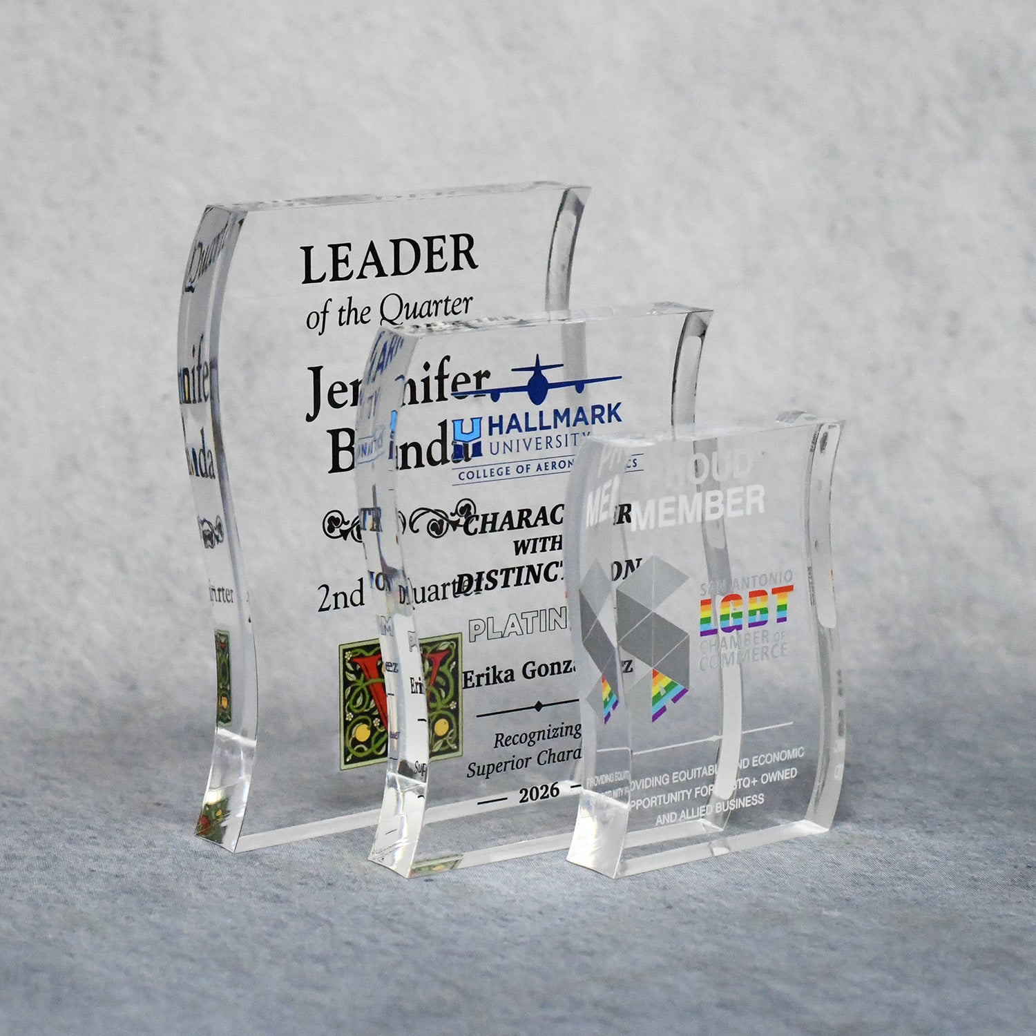 Acrylic Signature Clear Colorized Wave Award