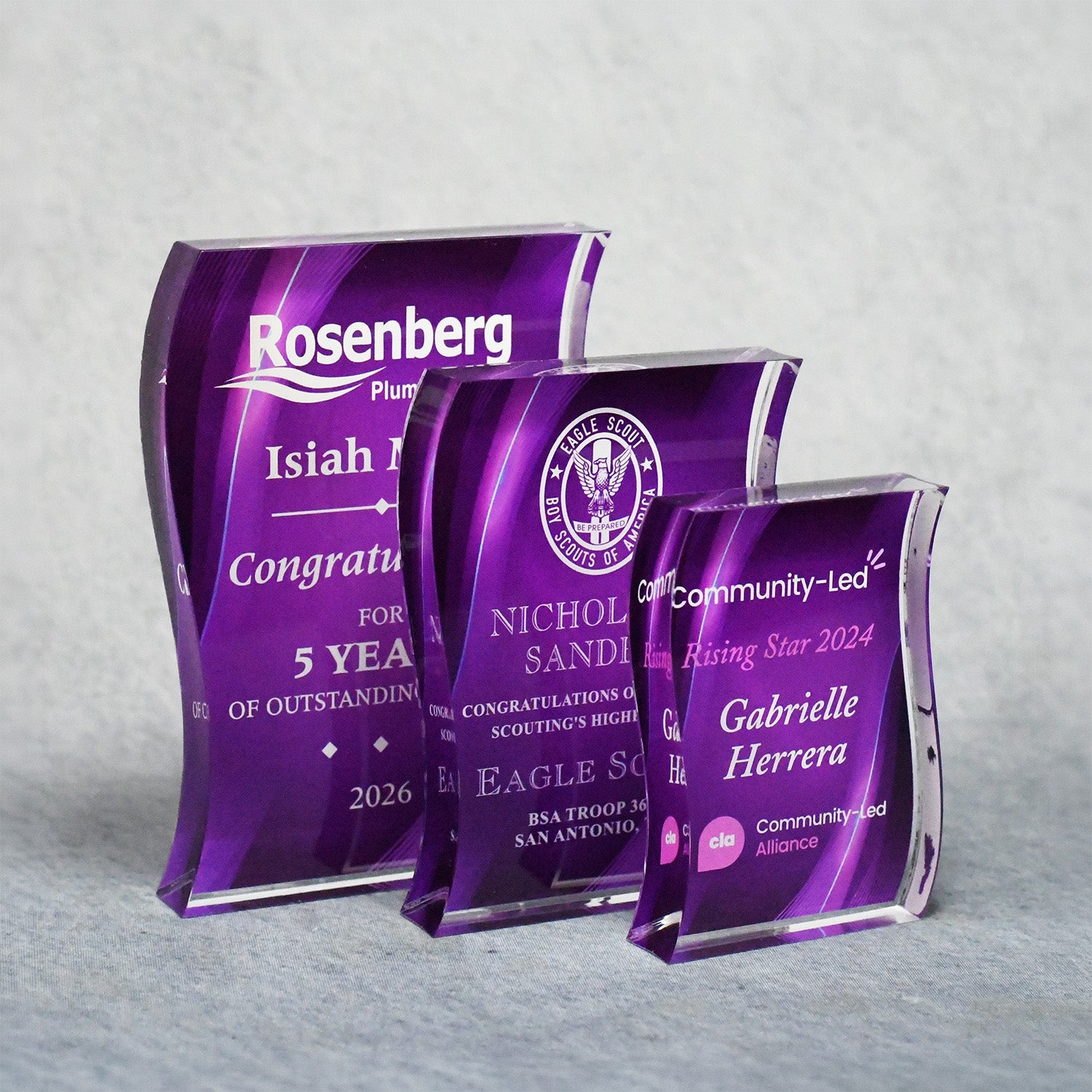 Acrylic Signature Purple Wave Award