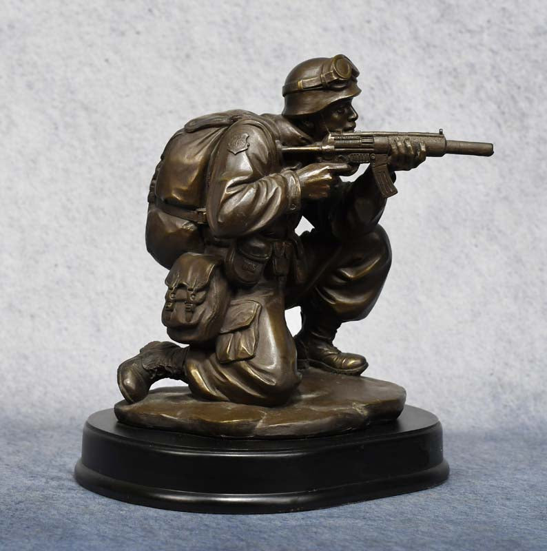 Military Statue Kneeling with Rifle Up