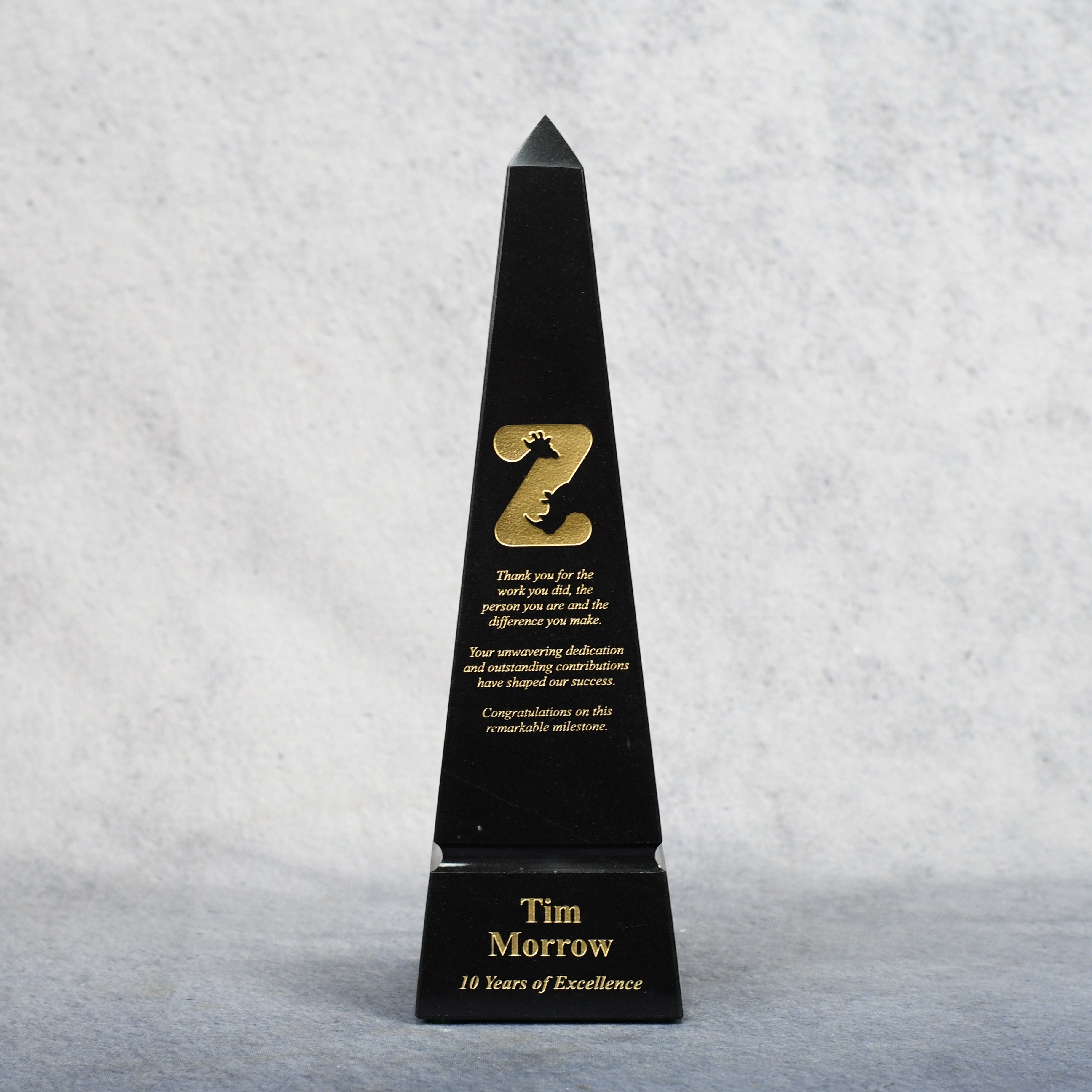 Marble Black Obelisk 12"