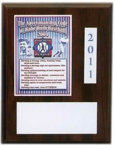 Babe Ruth "Sportsmanship Code" Full Color Award Plaque