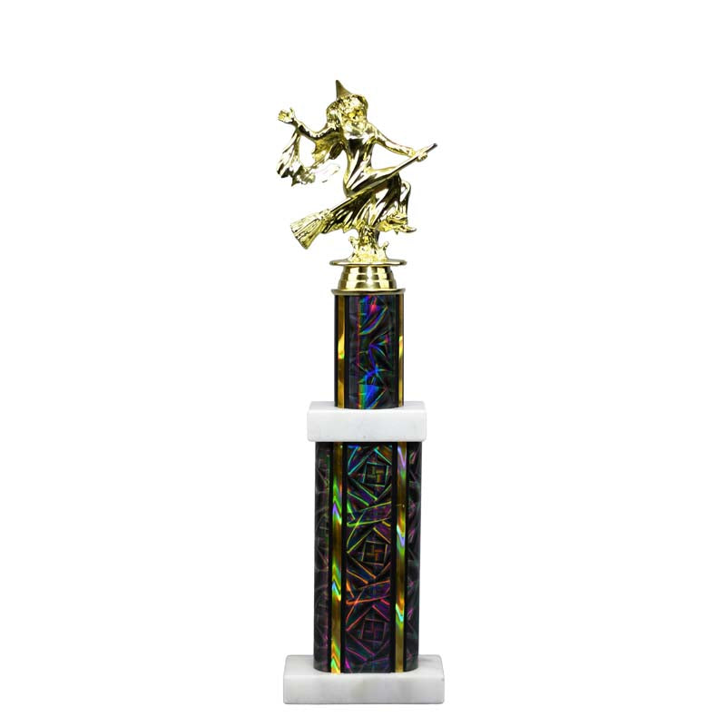 Halloween Witch Rectangle Column Trophy on White Base