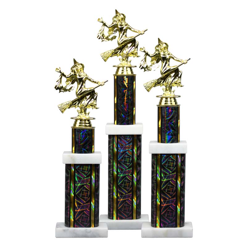 Halloween Witch Rectangle Column Trophy on White Base