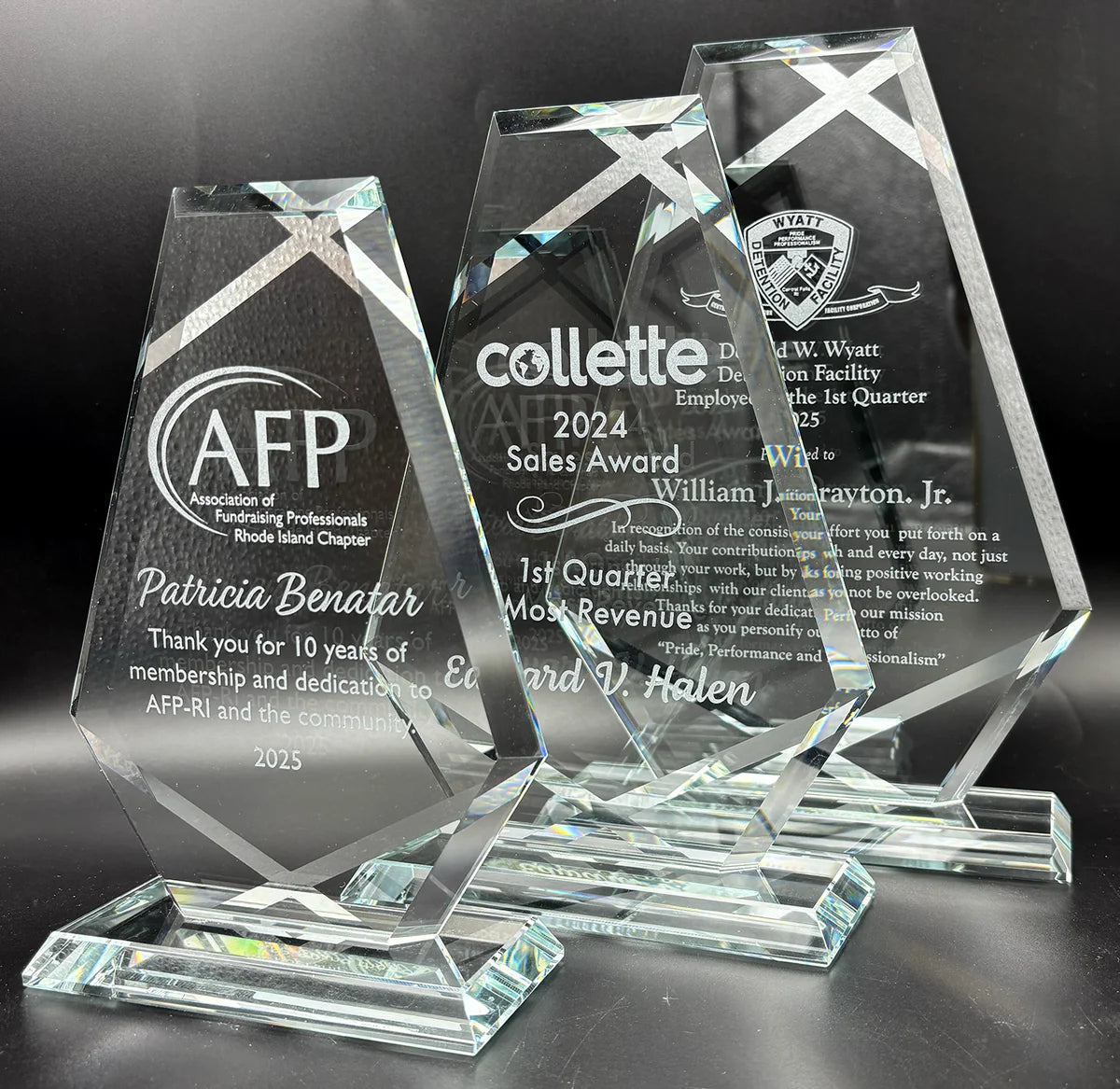 Crystal Hexagonwith Silver Accents Award