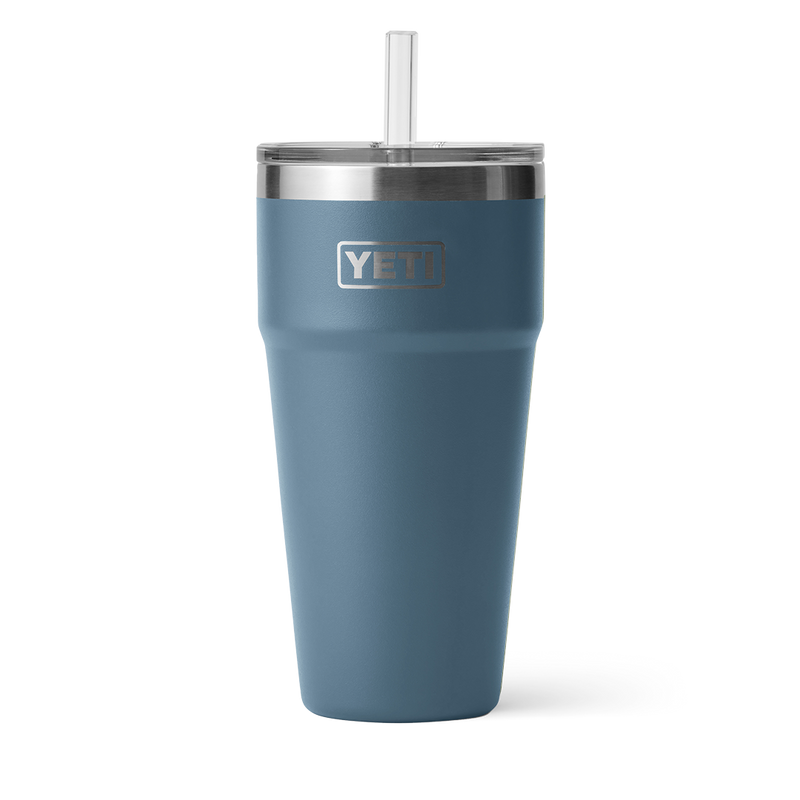 REAL YETI 26 Oz. Laser Engraved White Stainless Steel Yeti Stackable Rambler  With Straw Lid Personalized Vacuum Insulated YETI 