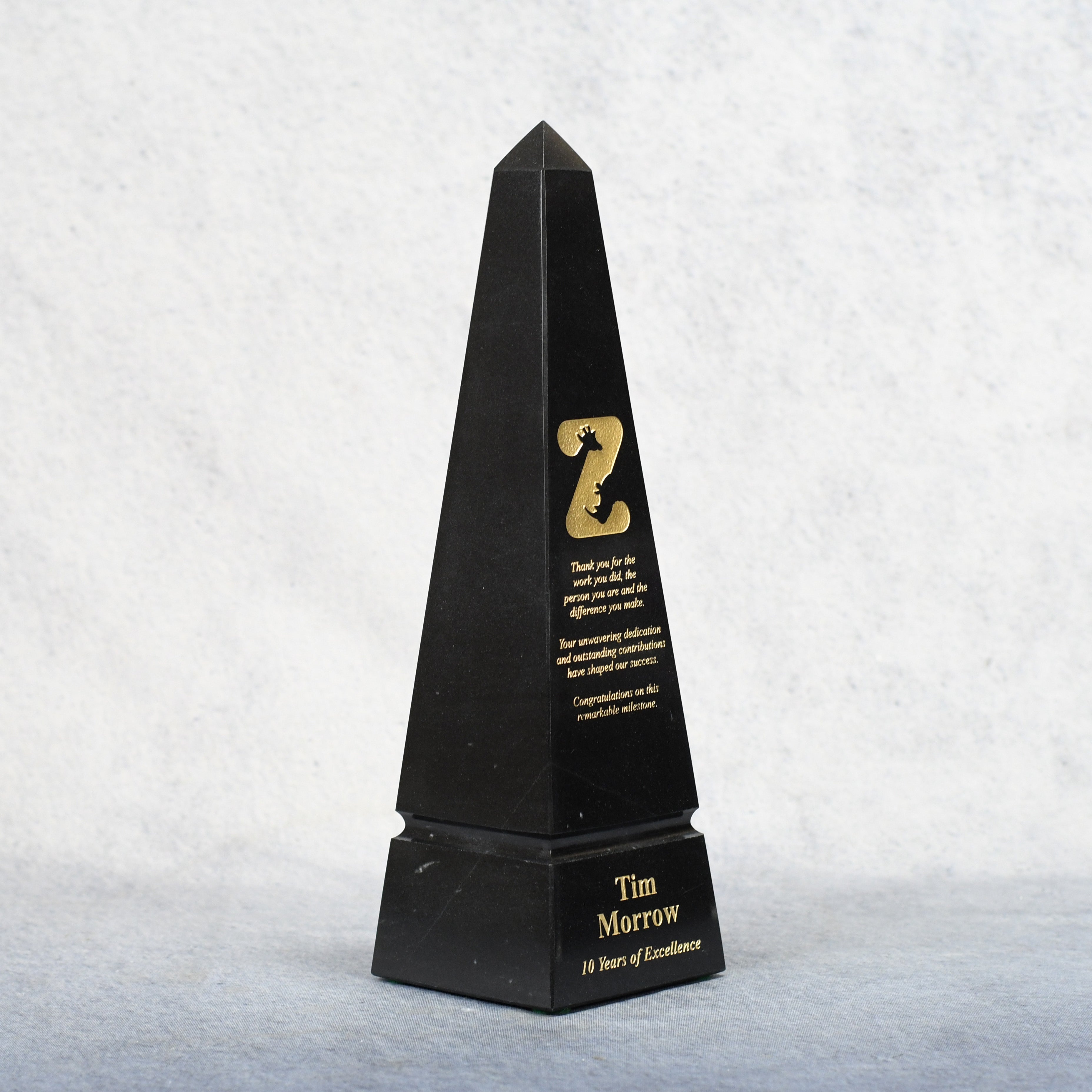 Marble Black Obelisk 12"