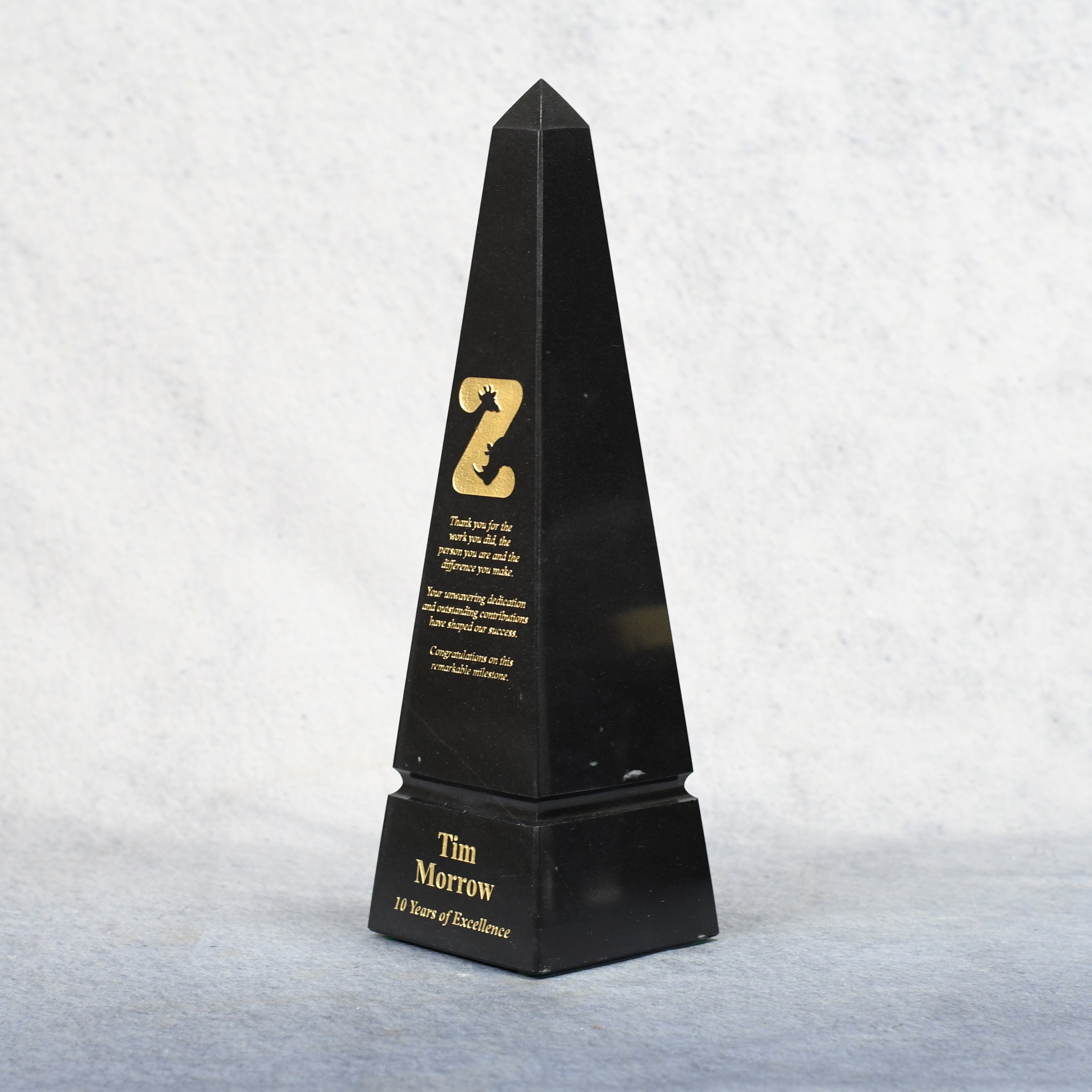 Marble Black Obelisk 12"