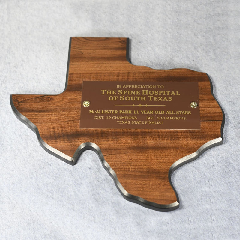 Texas State Shaped Plaque - Monarch Trophy Studio