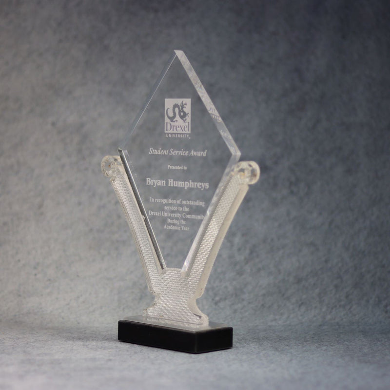 Acrylic Diamond with Lasered Strut - Monarch Trophy Studio