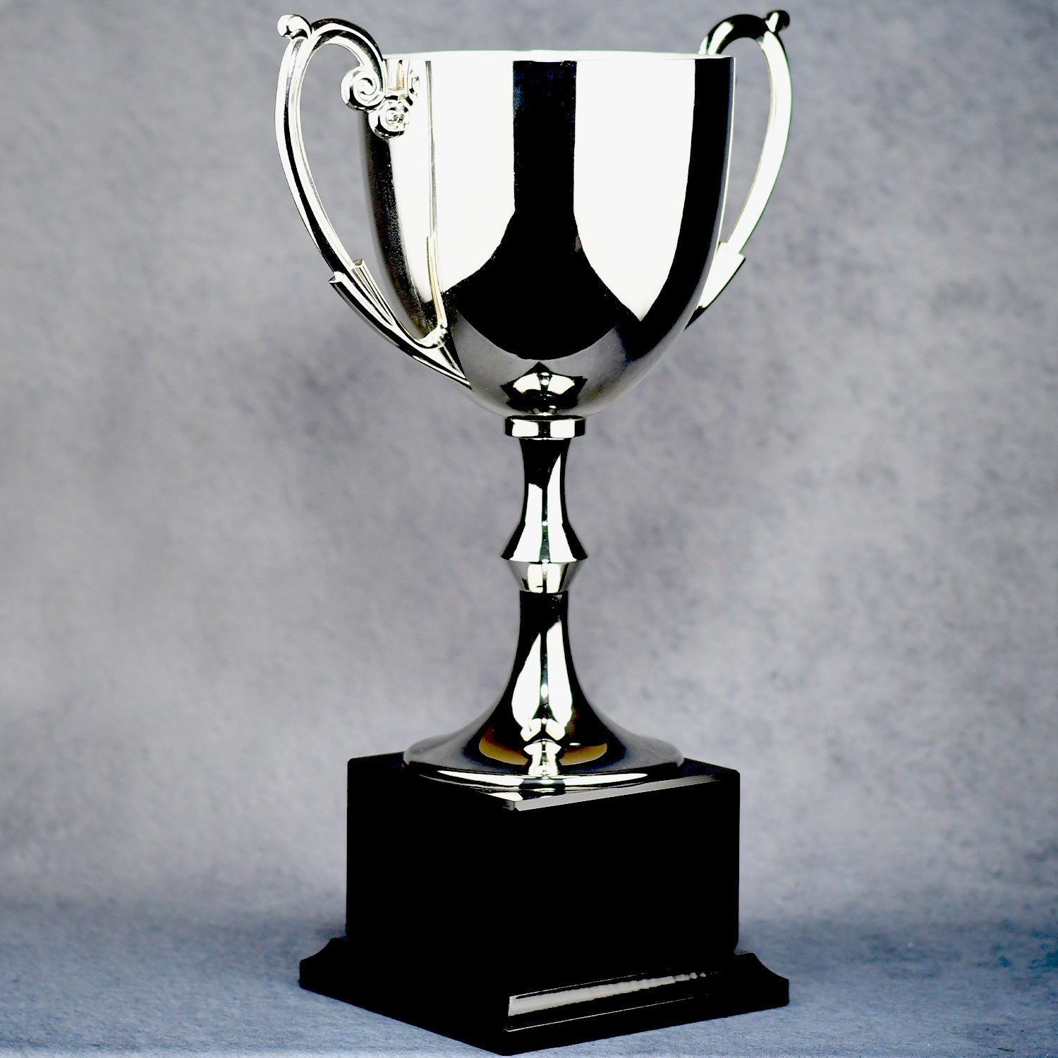 Silver Metal Cup on Black Marble Base - Monarch Trophy Studio