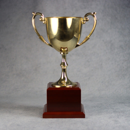 Gold Metal Cup on Rosewood Base - Monarch Trophy Studio