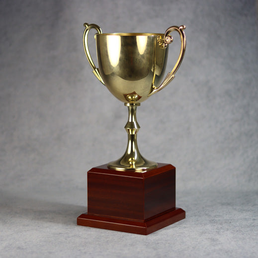 Gold Metal Cup on Rosewood Base - Monarch Trophy Studio