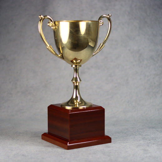 Gold Metal Cup on Rosewood Base - Monarch Trophy Studio