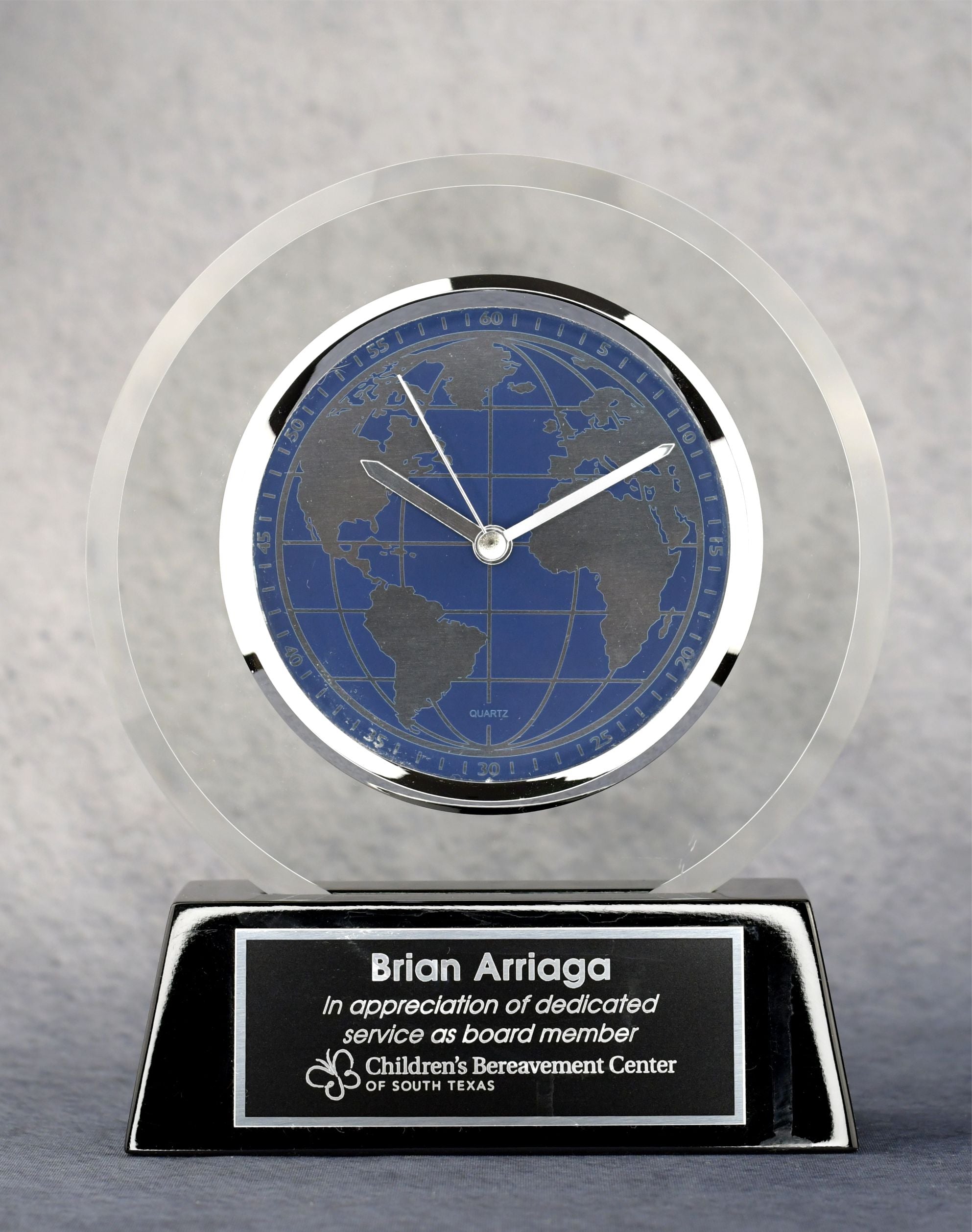 World Face Glass Clock - Monarch Trophy Studio