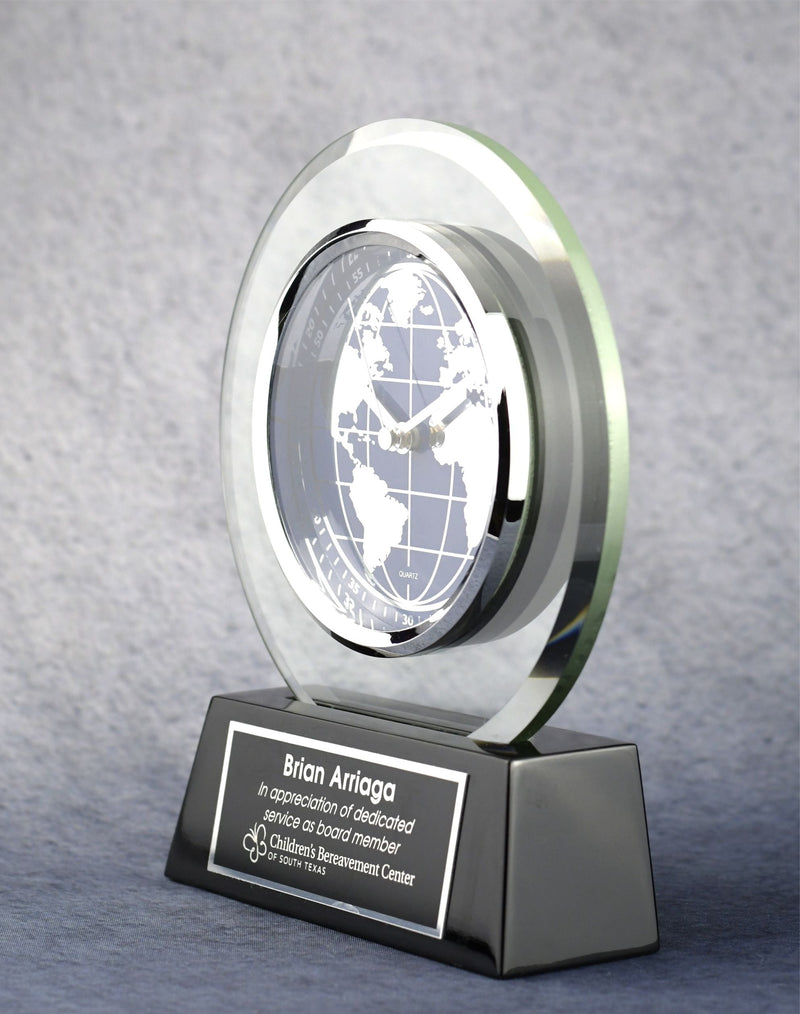 World Face Glass Clock - Monarch Trophy Studio