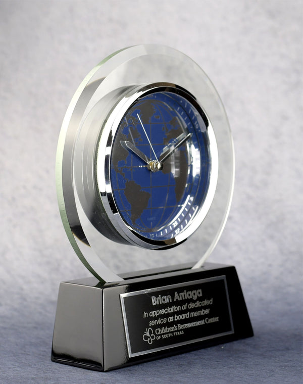 World Face Glass Clock - Monarch Trophy Studio