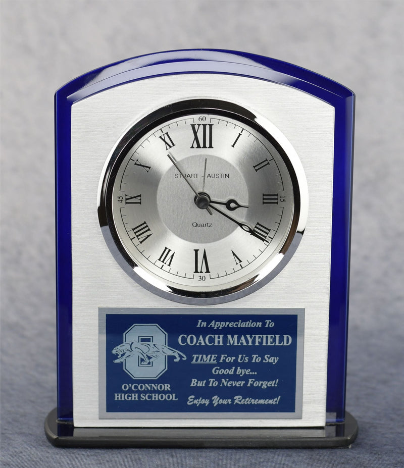 Silver Arch Top Clock - Monarch Trophy Studio