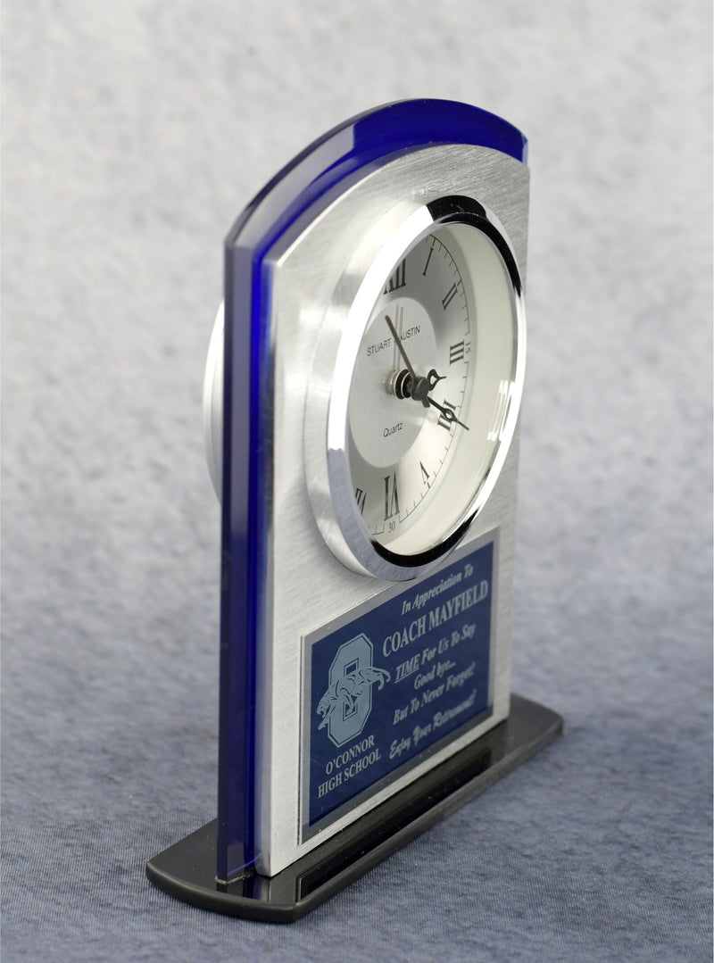 Silver Arch Top Clock - Monarch Trophy Studio
