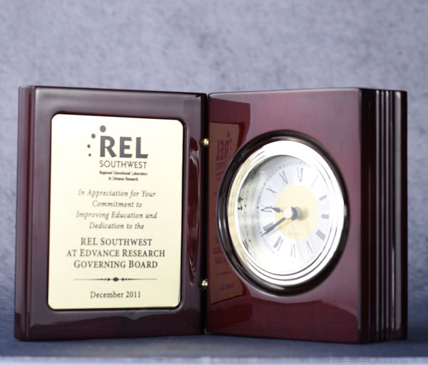 Rosewood Book Clock - Monarch Trophy Studio