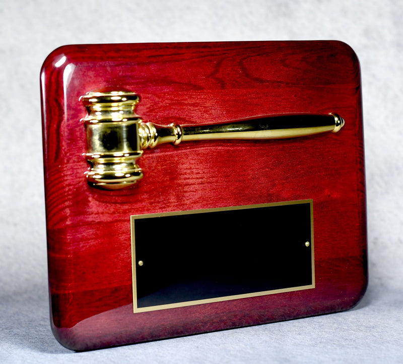 Gavel with Piano Finish Plaque - Monarch Trophy Studio