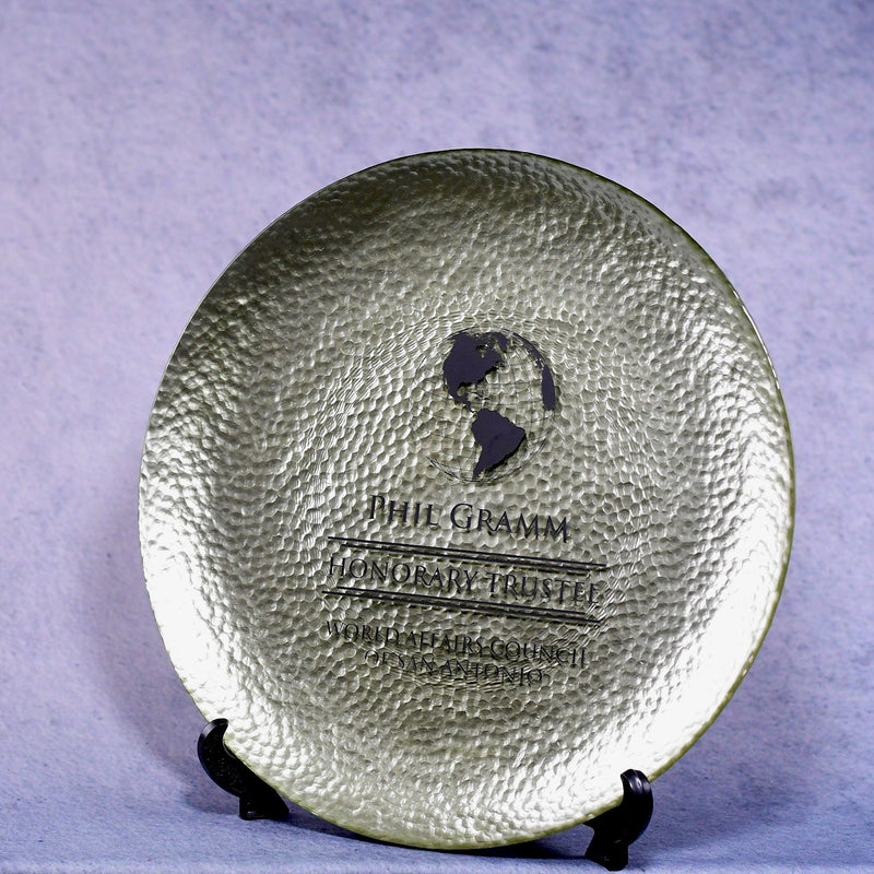 Gold Art Glass Plate - Monarch Trophy Studio