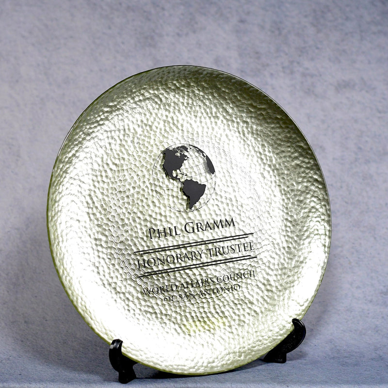 Gold Art Glass Plate - Monarch Trophy Studio