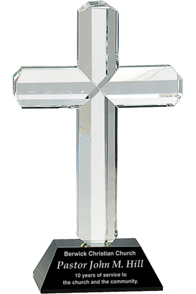 Clear Crystal Cross on Base - Monarch Trophy Studio