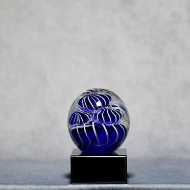 Art Glass Round Blue Blooms - Monarch Trophy Studio