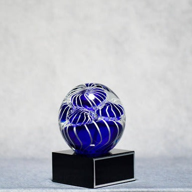 Art Glass Round Blue Blooms - Monarch Trophy Studio
