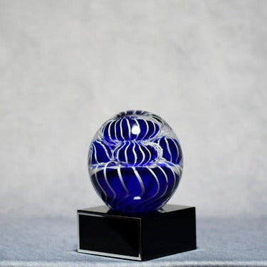 Art Glass Round Blue Blooms - Monarch Trophy Studio