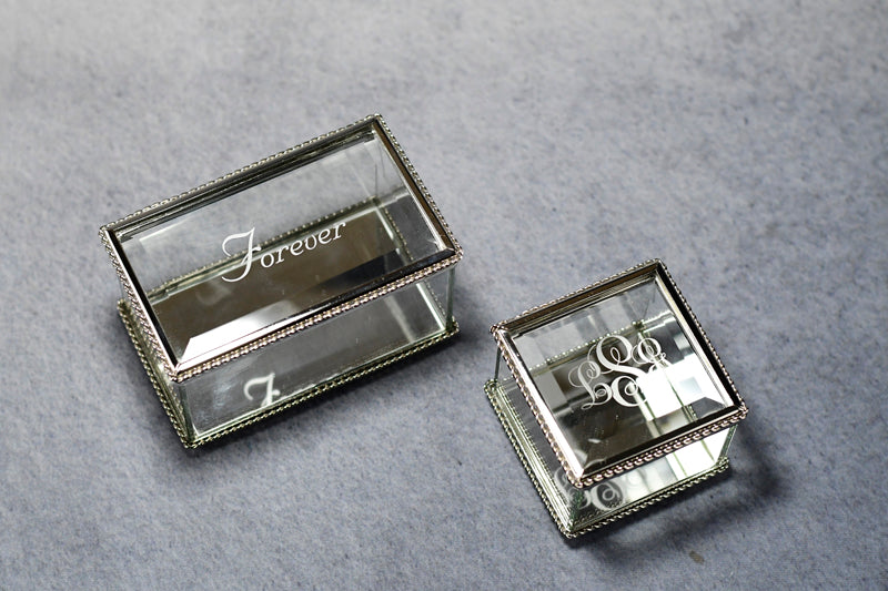 Glass Hinged Box Silver Trim - Monarch Trophy Studio