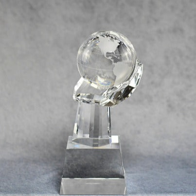 Crystal Globe in Hand - Monarch Trophy Studio