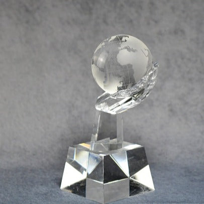 Crystal Globe in Hand - Monarch Trophy Studio