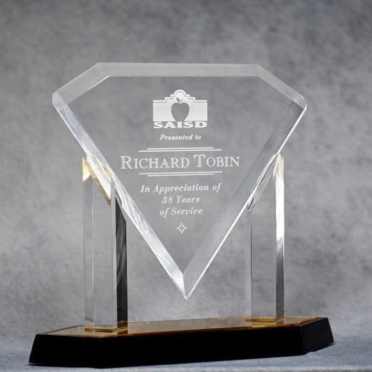 Acrylic Diamond 11x10 Clear/Gold - Monarch Trophy Studio