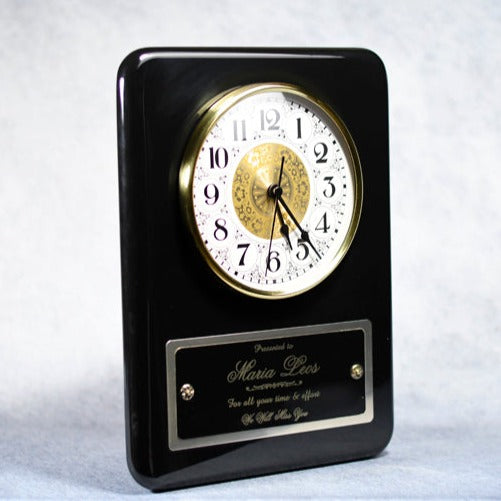 Clock Plaque 9x12 Ebony - Monarch Trophy Studio