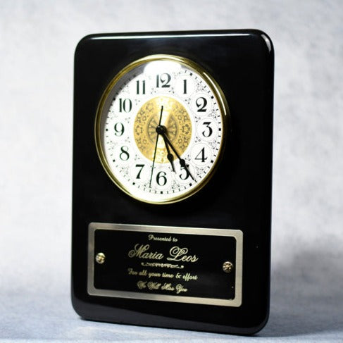 Clock Plaque 9x12 Ebony - Monarch Trophy Studio