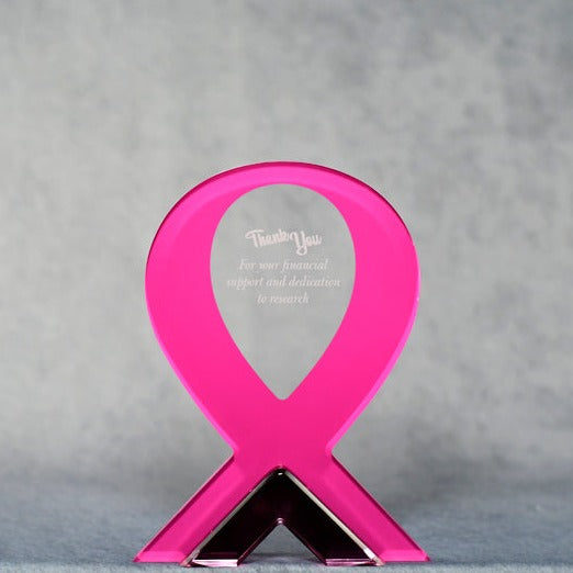 Acrylic Pink Awareness Ribbon - Monarch Trophy Studio