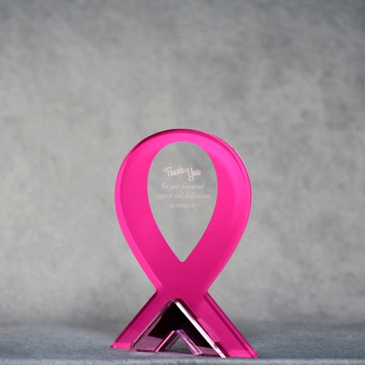 Acrylic Pink Awareness Ribbon - Monarch Trophy Studio
