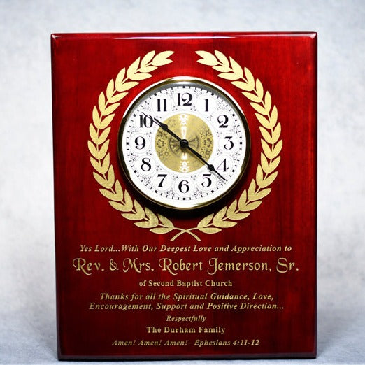 Clock Plaque 12.15 Piano Rosewood - Monarch Trophy Studio