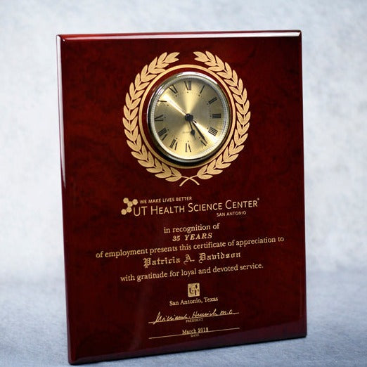 Clock Plaque Piano 10.5x13 Laser - Monarch Trophy Studio